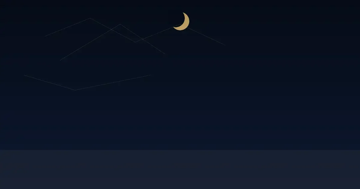 Lua crescente ao centro com estrelas e linhas de constelação