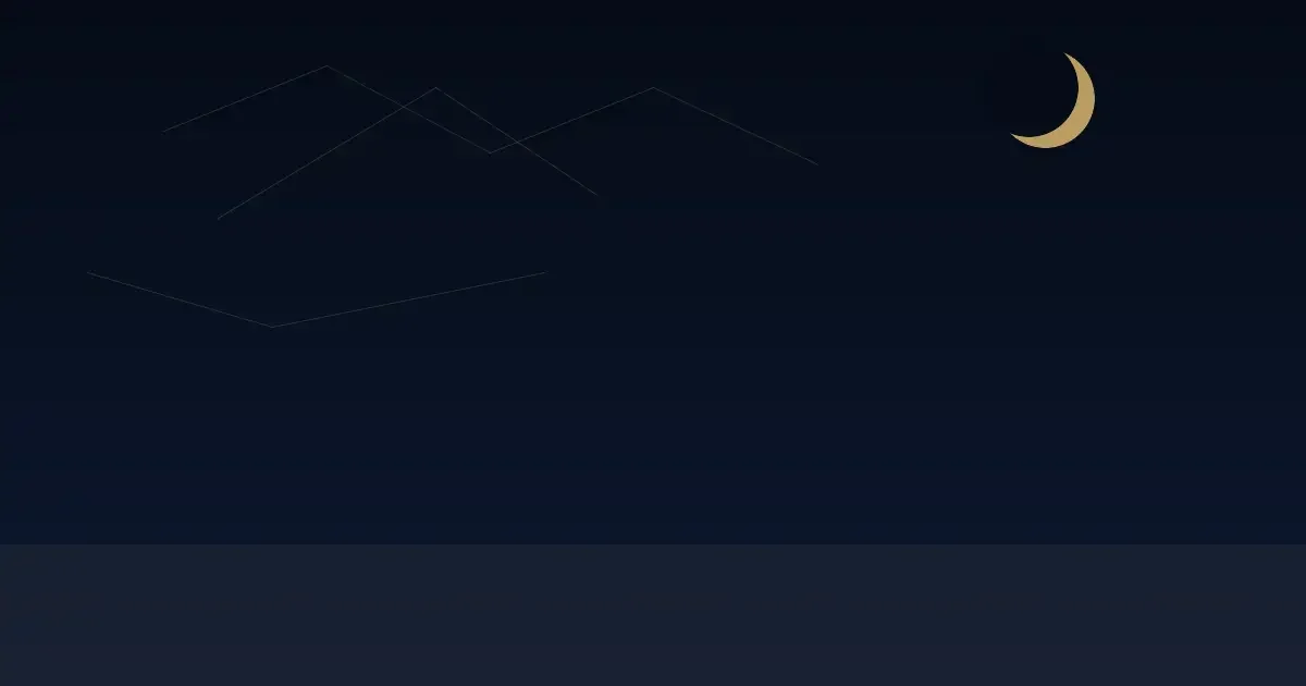 Céu noturno com lua crescente dourada e constelações