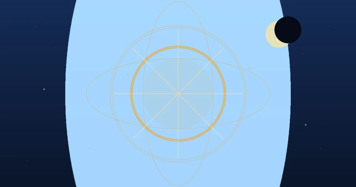 Templo celeste em azul-marinho e dourado com lua, estrelas, véu sagrado e luz silenciosa sem texto
