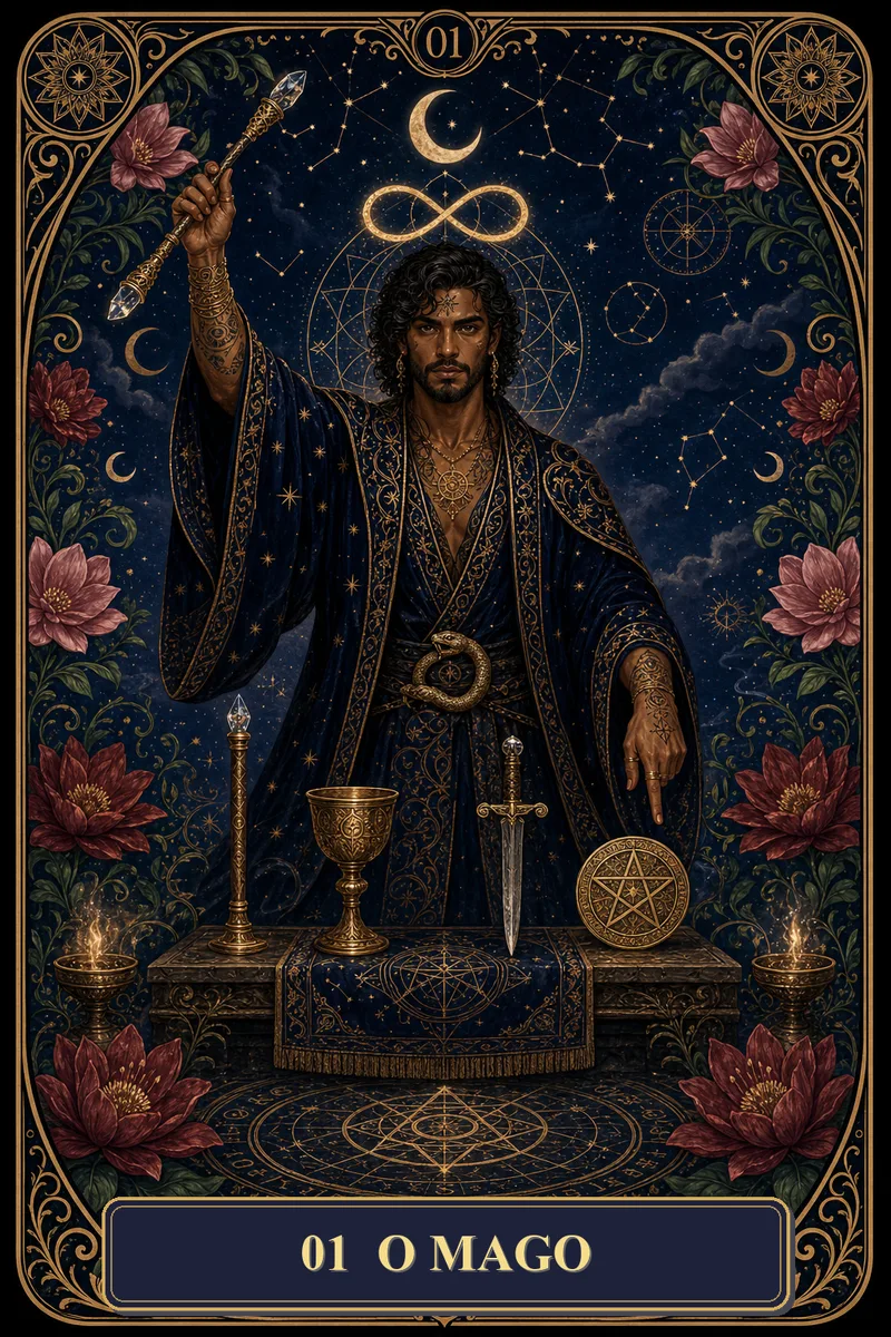 Carta O Mago do Tarot da Bruxa, arcano 1