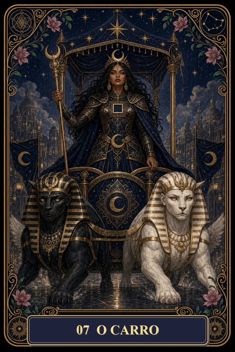 Carta O Carro do Tarot da Bruxa, arcano 7