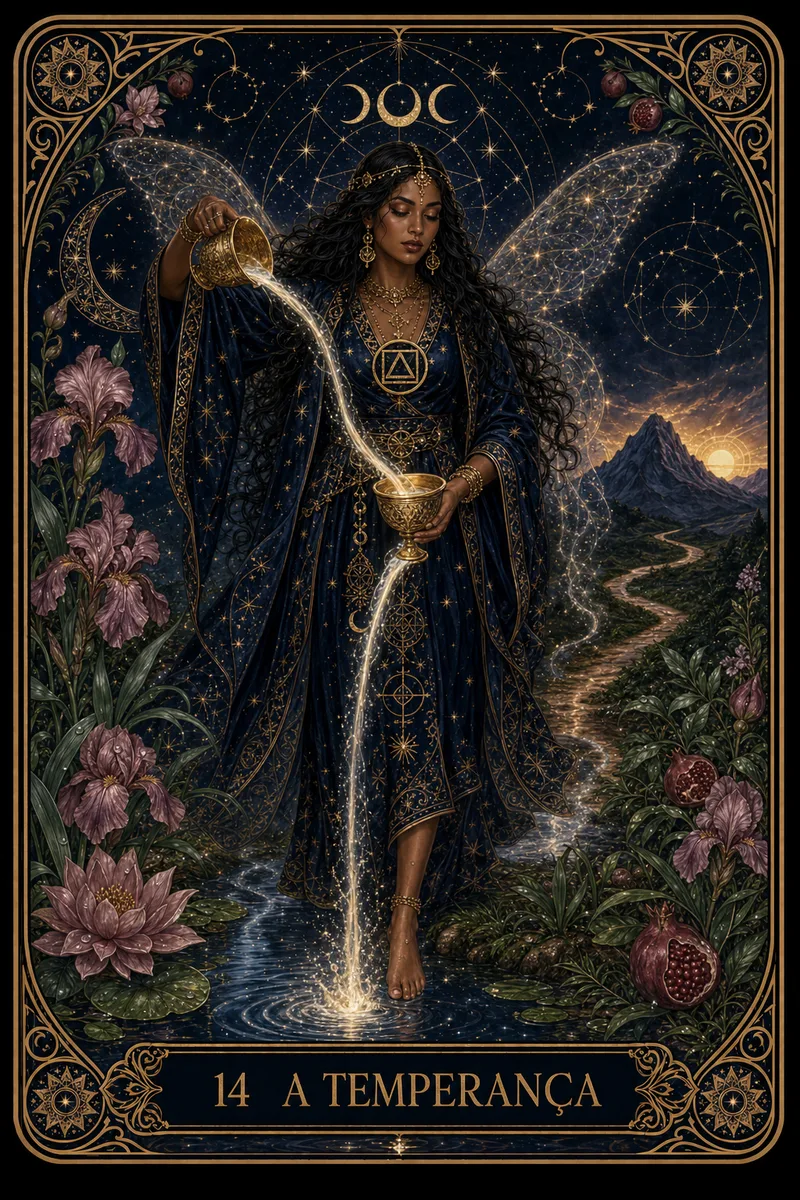 Carta A Temperança do Tarot da Bruxa, arcano 14