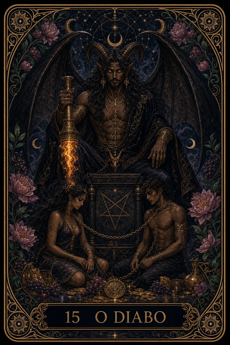 Carta O Diabo do Tarot da Bruxa, arcano 15