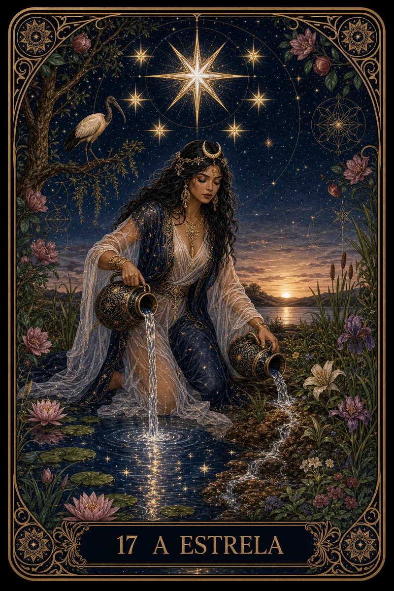 Carta A Estrela do Tarot da Bruxa, arcano 17