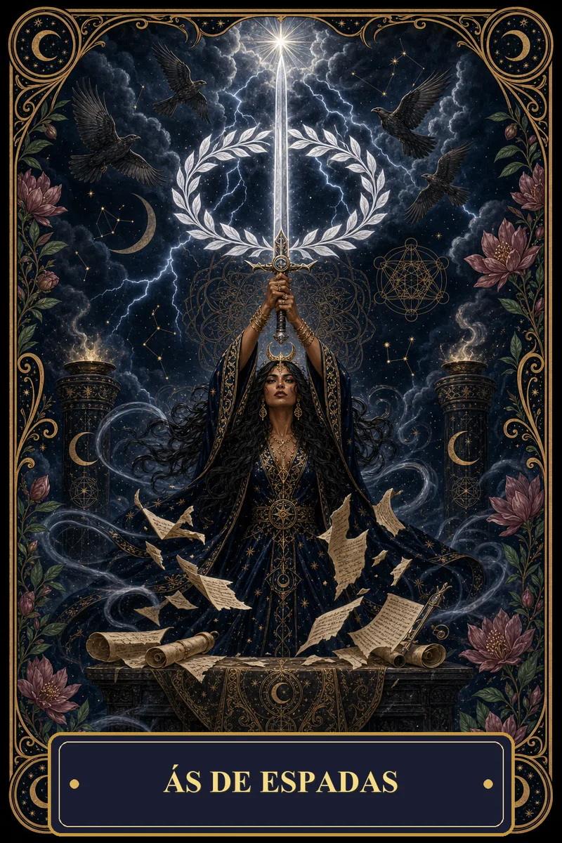 Carta Ás de Espadas do Tarot da Bruxa, arcano 1