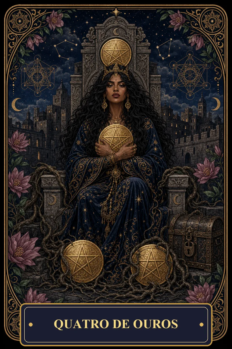 Carta Quatro de Ouros do Tarot da Bruxa, arcano 4