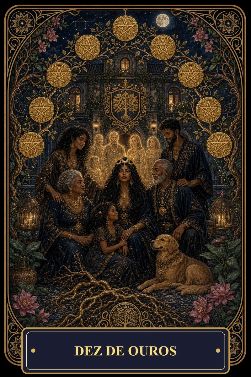 Carta Dez de Ouros do Tarot da Bruxa, arcano 10