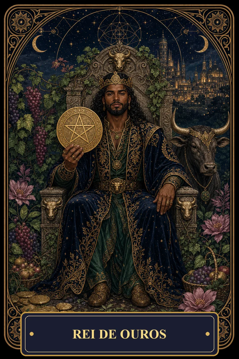 Carta Rei de Ouros do Tarot da Bruxa, arcano 14
